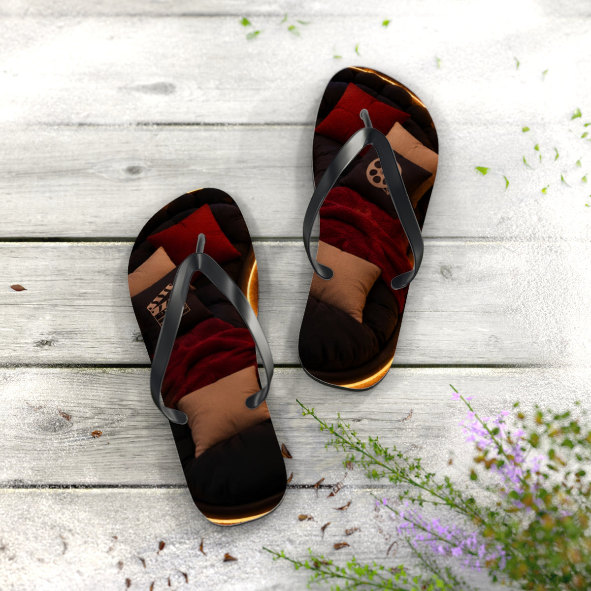 Custom Printed Gothic Black and Red Flip Flops - Mayon Finds