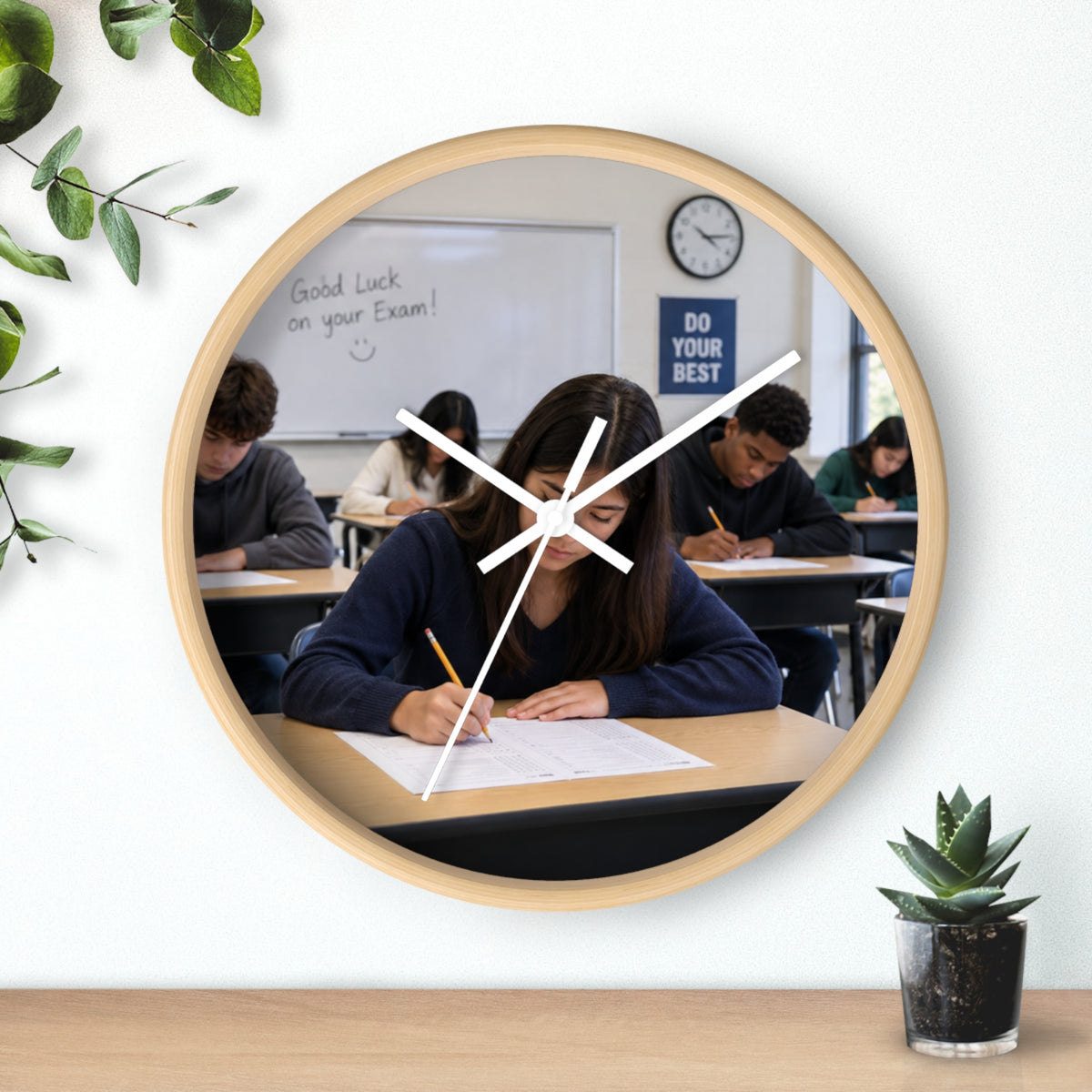 Custom Printed Classroom Exam Wall Clock — 'Do Your Best' Motivational School Clock - Mayon Finds