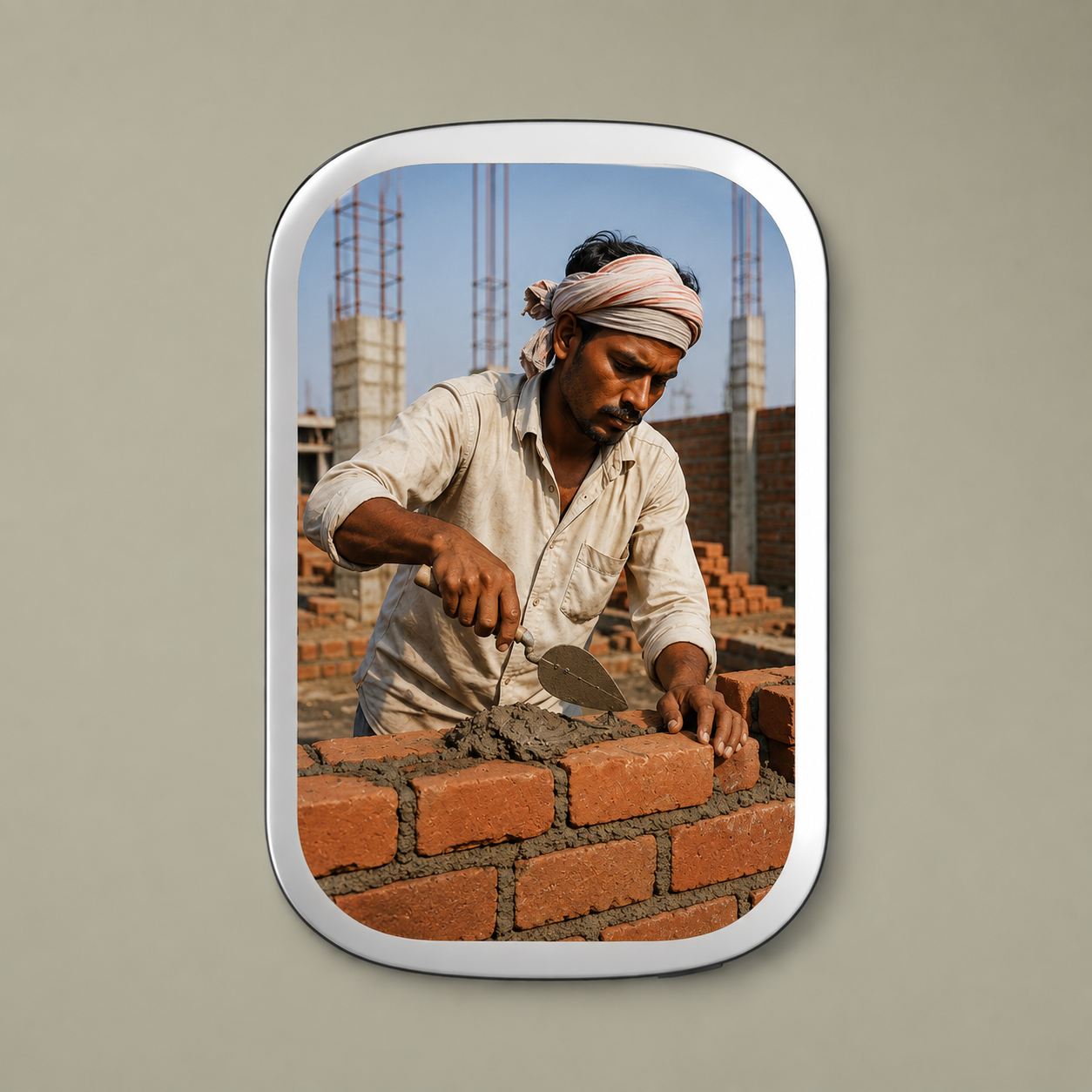 Custom Printed Magnetic Power bank — Construction Worker Photo Portable Charger