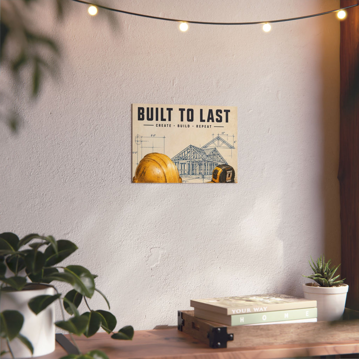 Custom Printed Built to Last Wall Art — Construction Blueprint Aluminum Panel - Mayon Finds