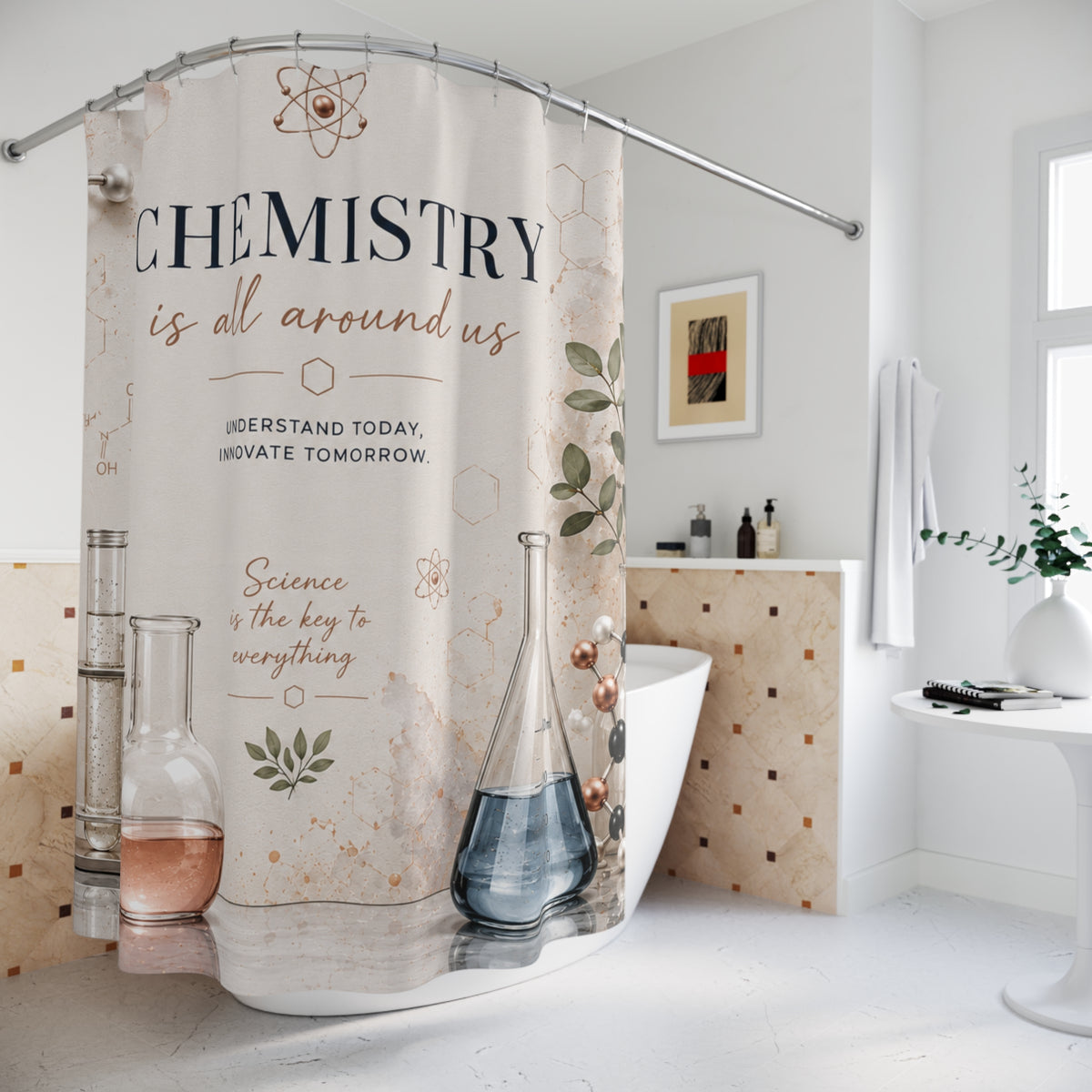 Custom Printed Chemistry Shower Curtain – Educational Science Bathroom Decor