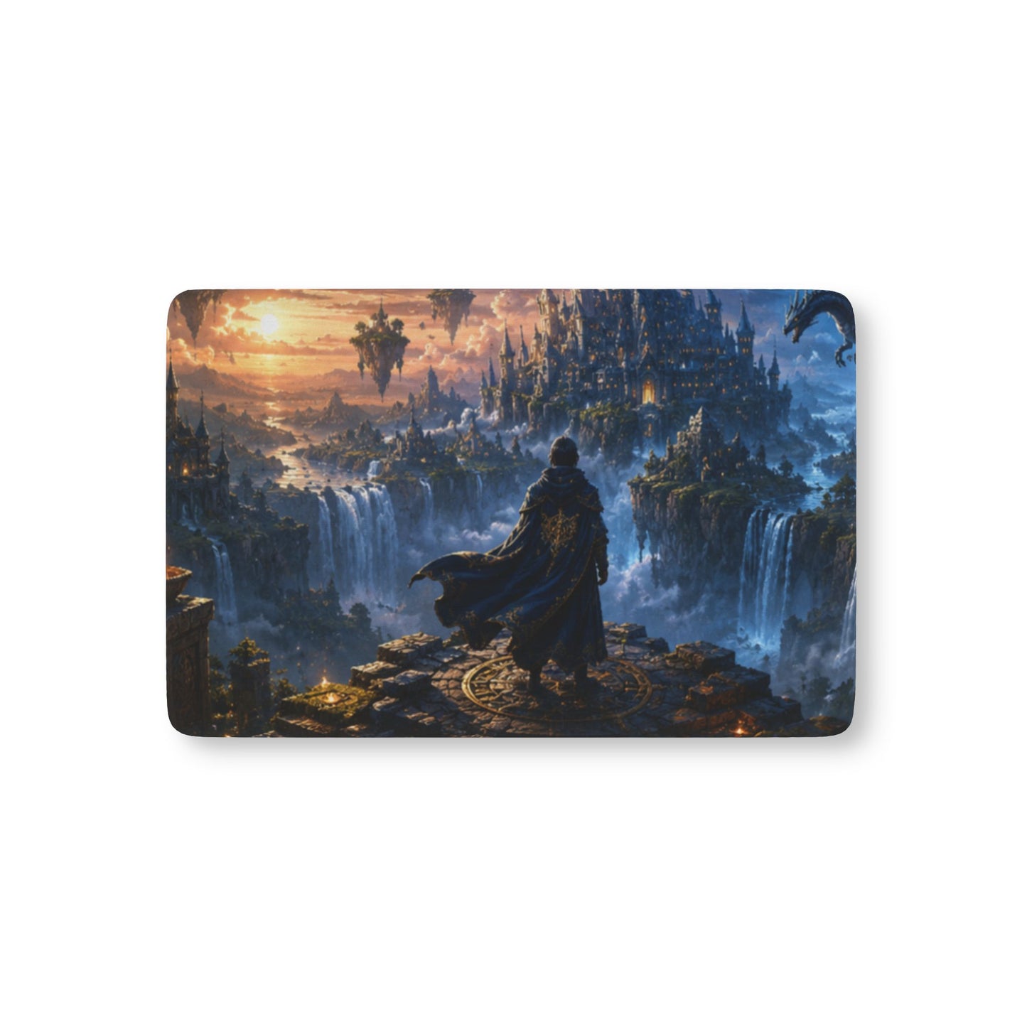 Custom Printed Fantasy Realm Crib Sheet — Mystical Castle & Waterfalls Baby Fitted Sheet