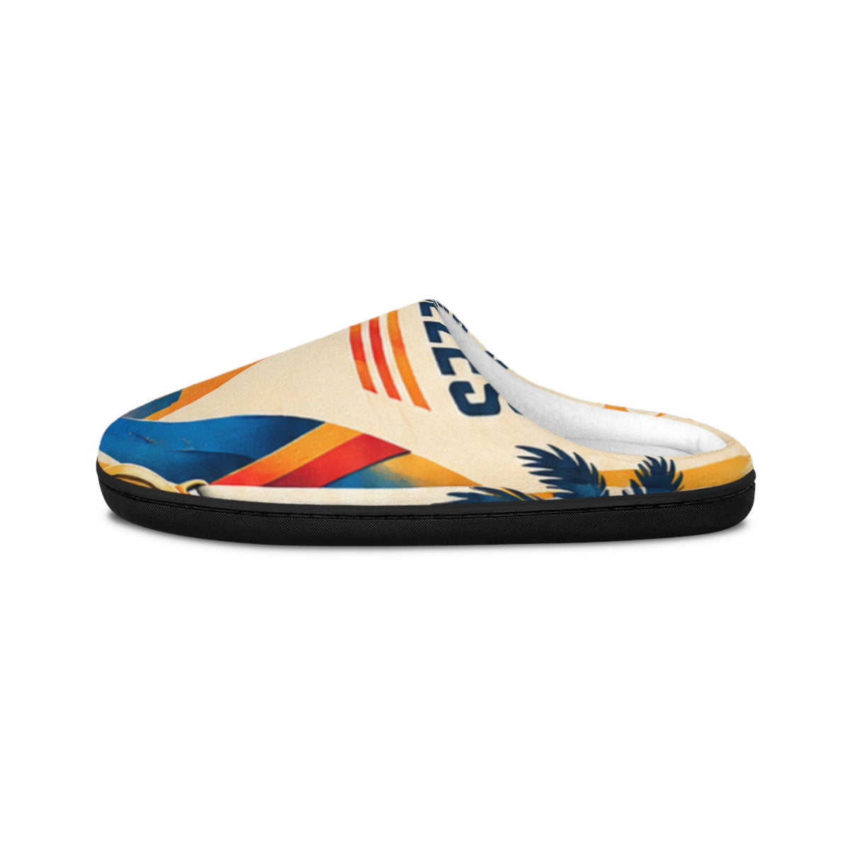Custom Printed Men's Slippers — Retro Surf Poster Design (Los Angeles 2028) - Mayon Finds