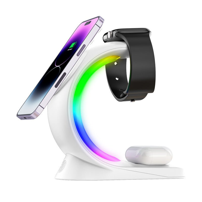 4-in-1 Magnetic Wireless Charging Station – iPhone, Apple Watch, AirPods Pro, RGB Ambient Light - Mayon Finds