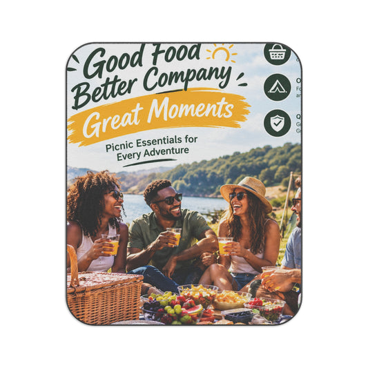 Custom Printed Picnic Blanket – "Good Food, Better Company, Great Moments" Outdoor Picnic Mat