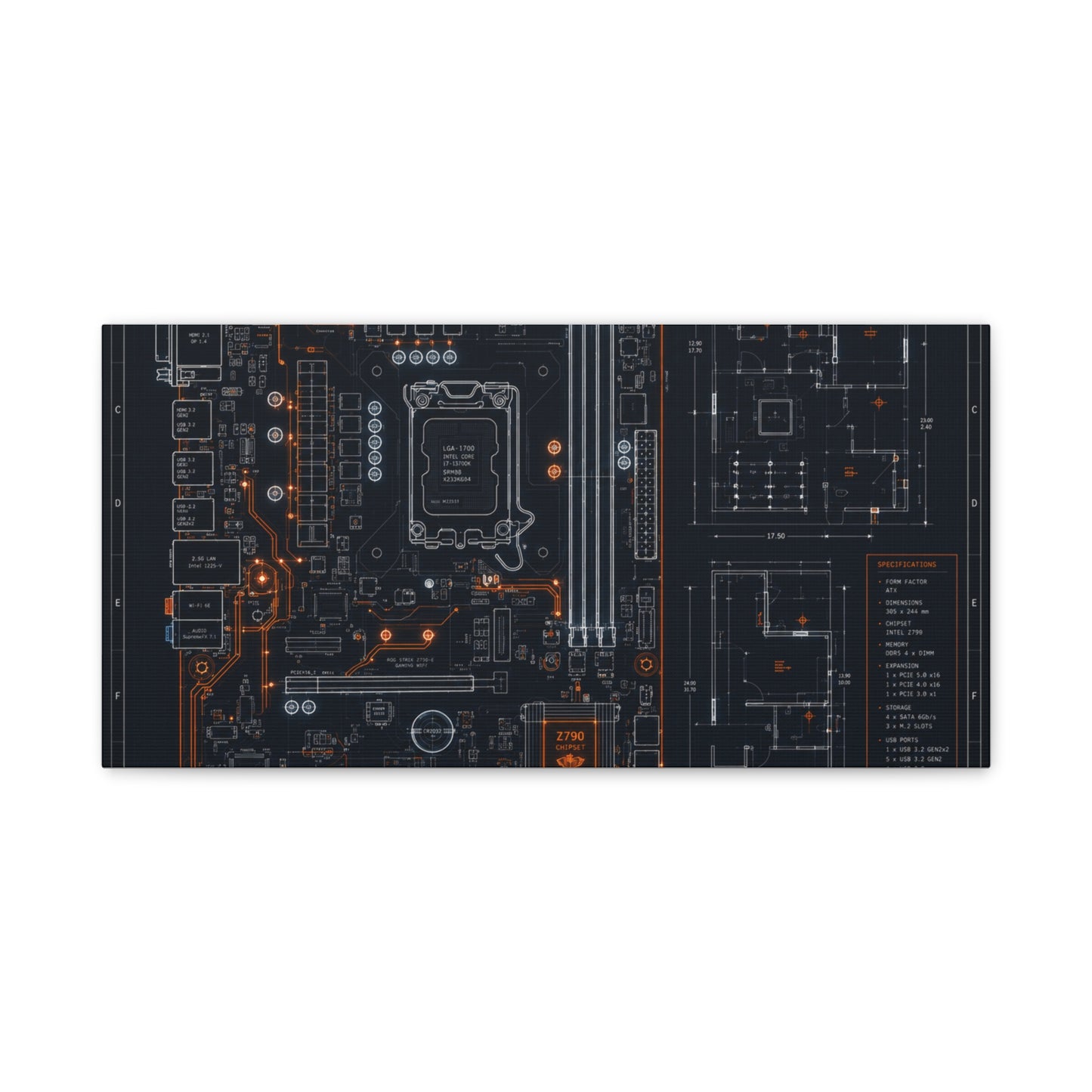 Custom Printed Circuit Board Matte Canvas Wall Art – 60 Sizes, Vertical, Horizontal & Square