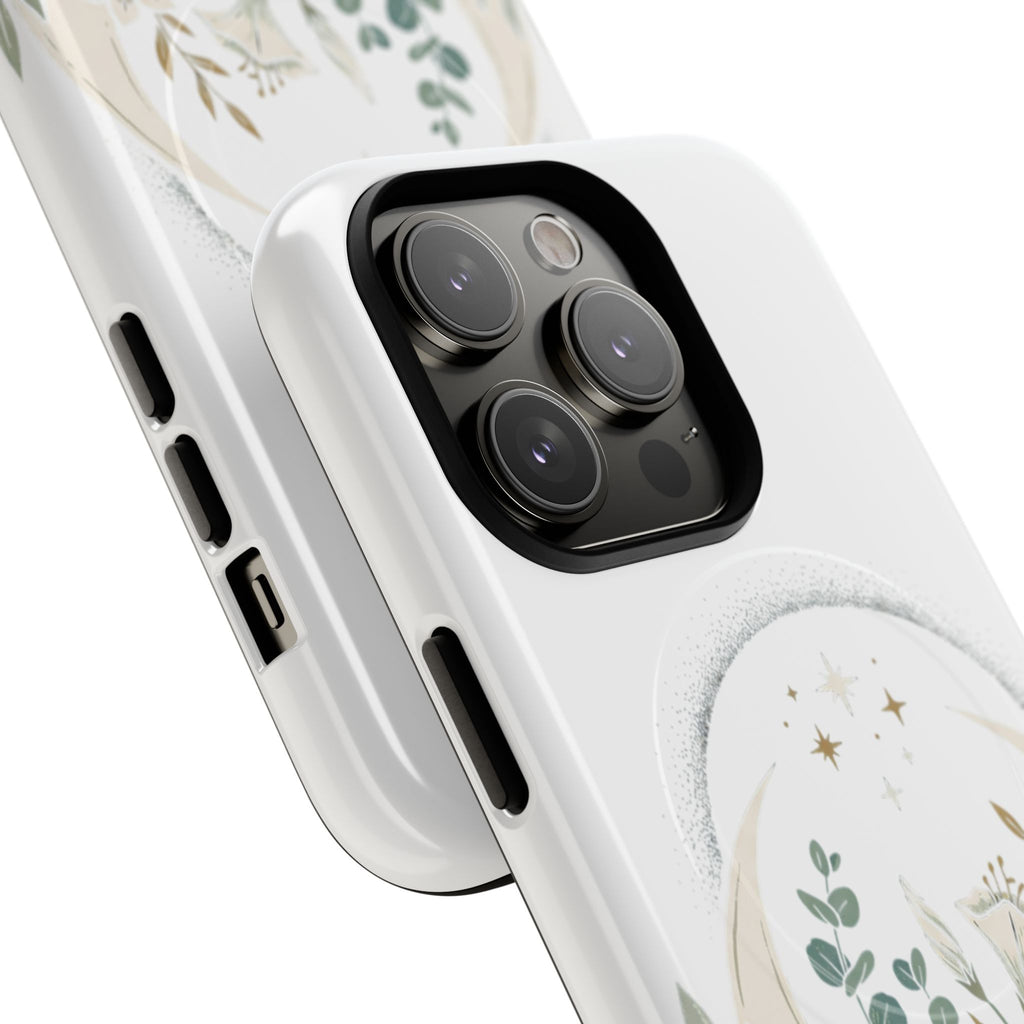 Floral Moon Magnetic Phone Case — Botanical iPhone Tough Case with Ring