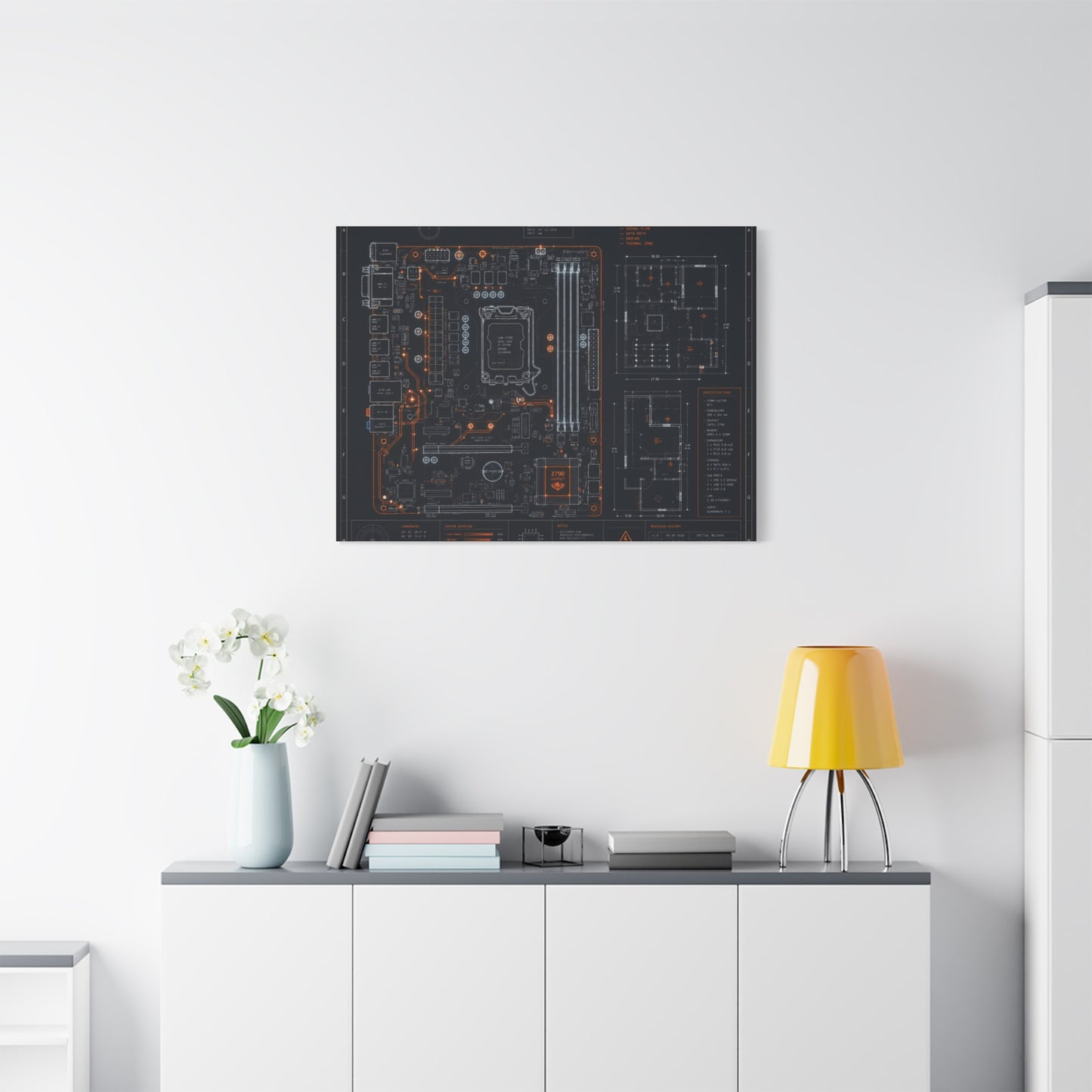 Custom Printed Circuit Board Matte Canvas Wall Art – 60 Sizes, Vertical, Horizontal & Square