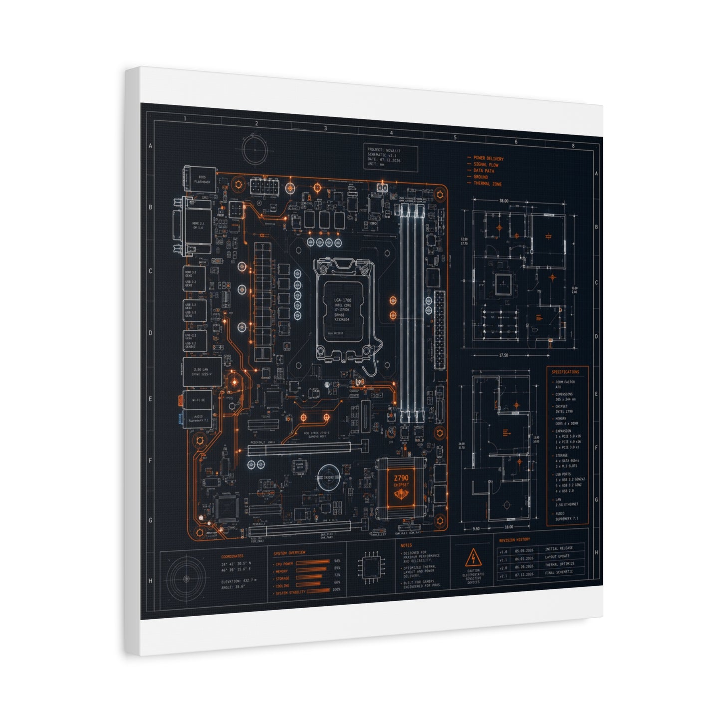 Custom Printed Circuit Board Matte Canvas Wall Art – 60 Sizes, Vertical, Horizontal & Square