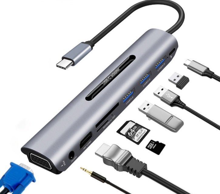 9-in-1 USB C Hub Docking Station & Multiport Adapter - Mayon Finds