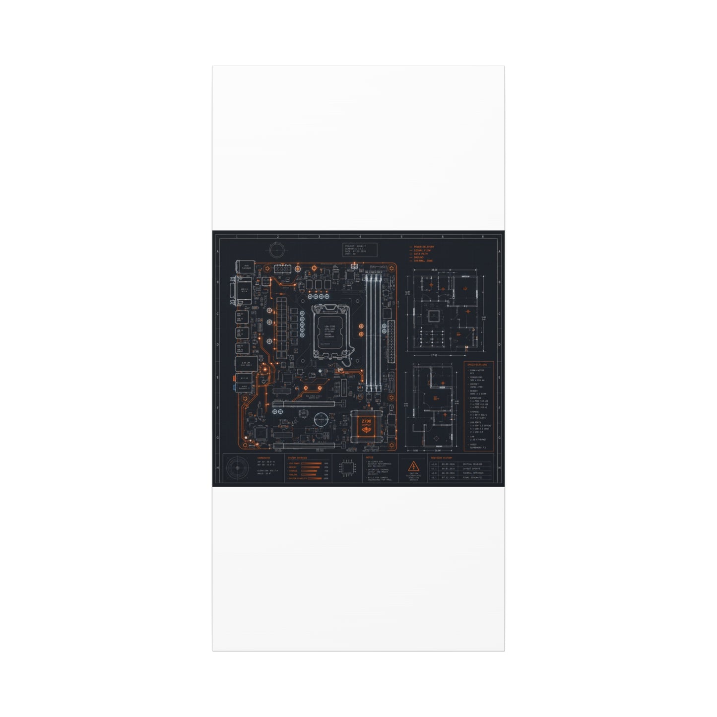 Custom Printed Circuit Board Matte Canvas Wall Art – 60 Sizes, Vertical, Horizontal & Square