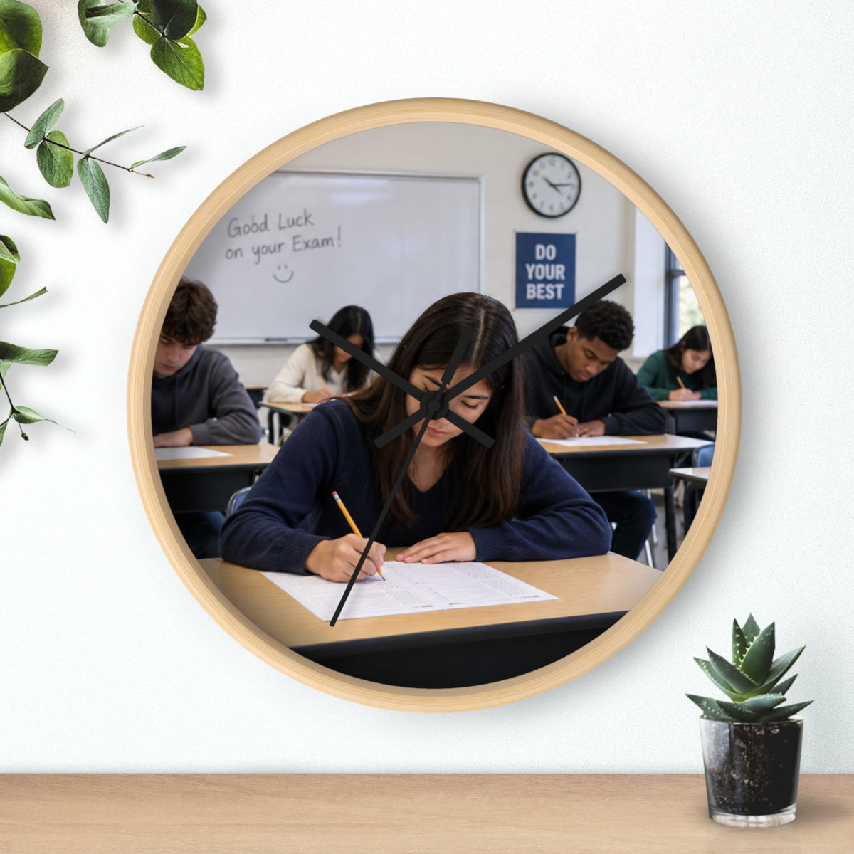 Custom Printed Classroom Exam Wall Clock — 'Do Your Best' Motivational School Clock - Mayon Finds