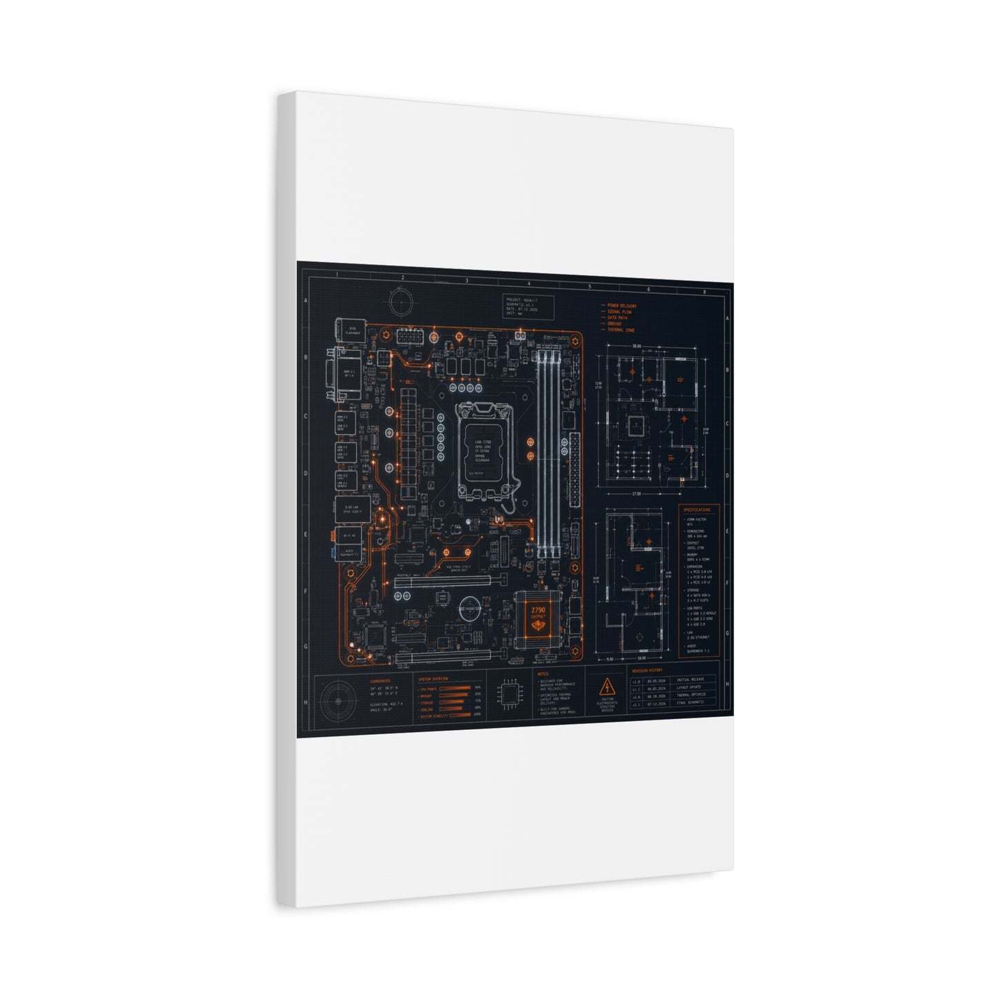 Custom Printed Circuit Board Matte Canvas Wall Art – 60 Sizes, Vertical, Horizontal & Square