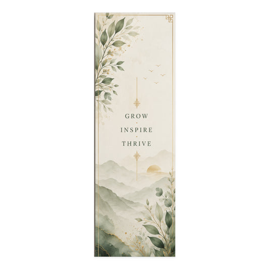 Custom Printed Yoga Mat – "Grow, Inspire & Thrive" – 24"x72", Anti-Slip, Full-Print