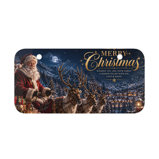 Custom Printed Mini License Plate — Merry Christmas Santa & Reindeer Holiday Décor