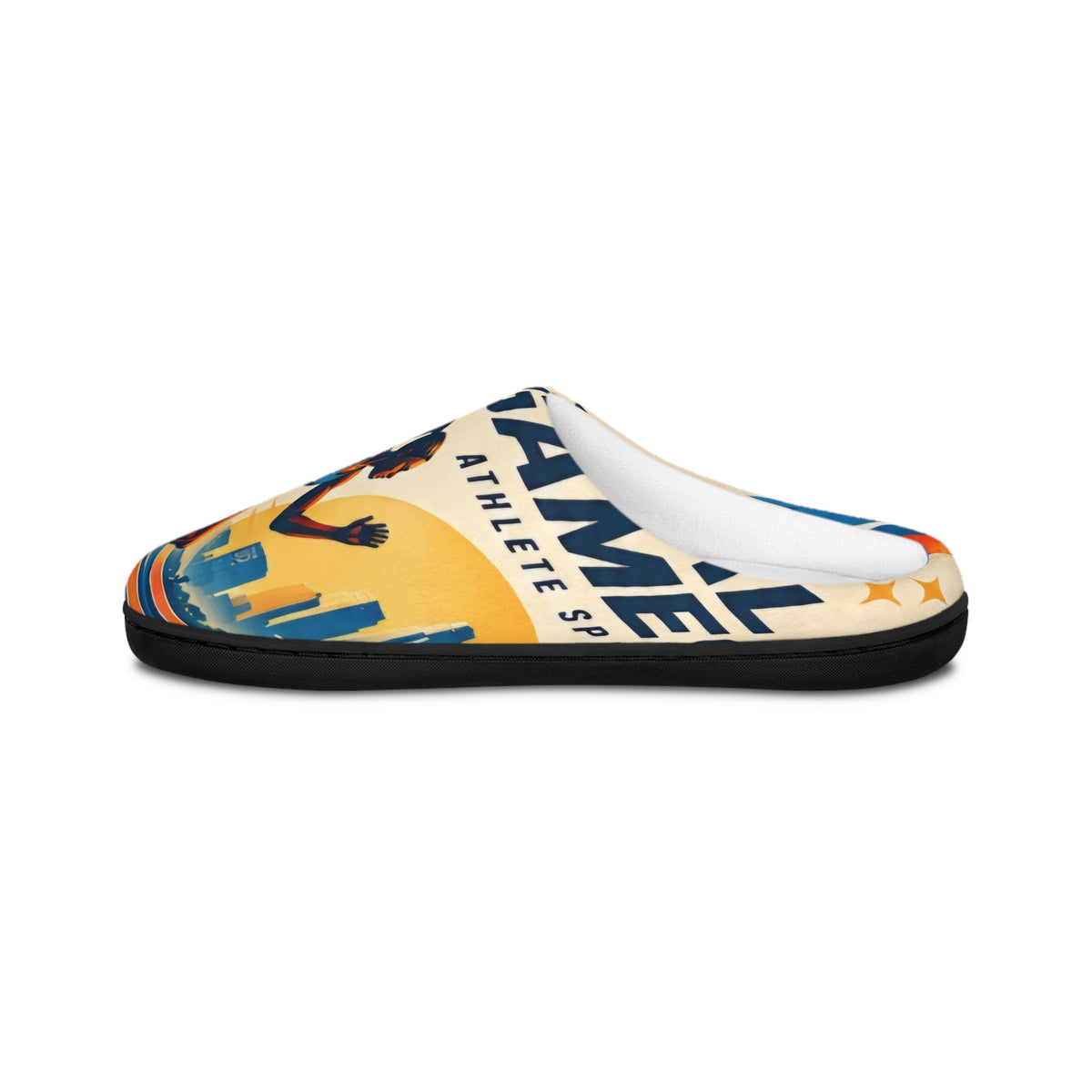 Custom Printed Men's Slippers — Retro Surf Poster Design (Los Angeles 2028) - Mayon Finds