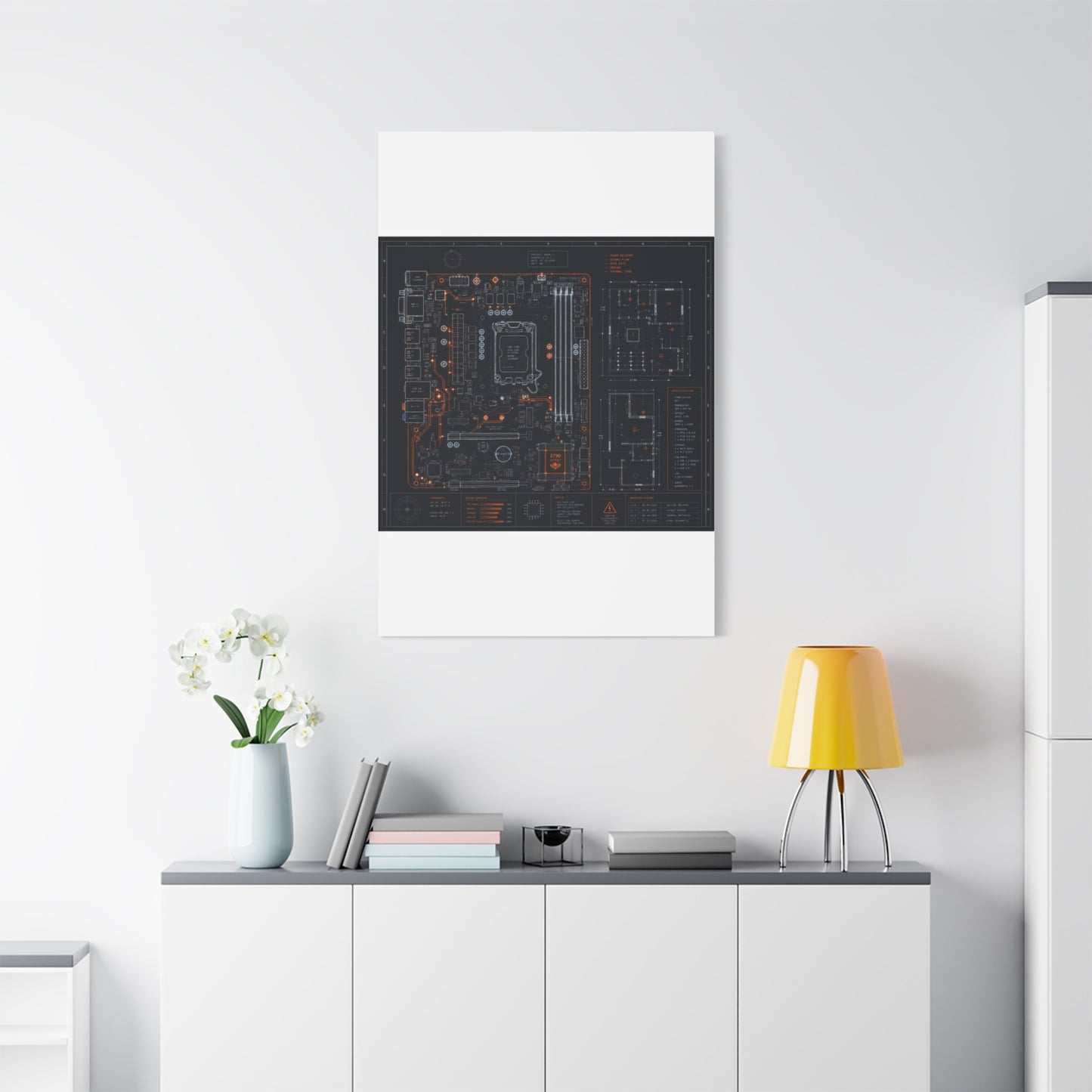 Custom Printed Circuit Board Matte Canvas Wall Art – 60 Sizes, Vertical, Horizontal & Square
