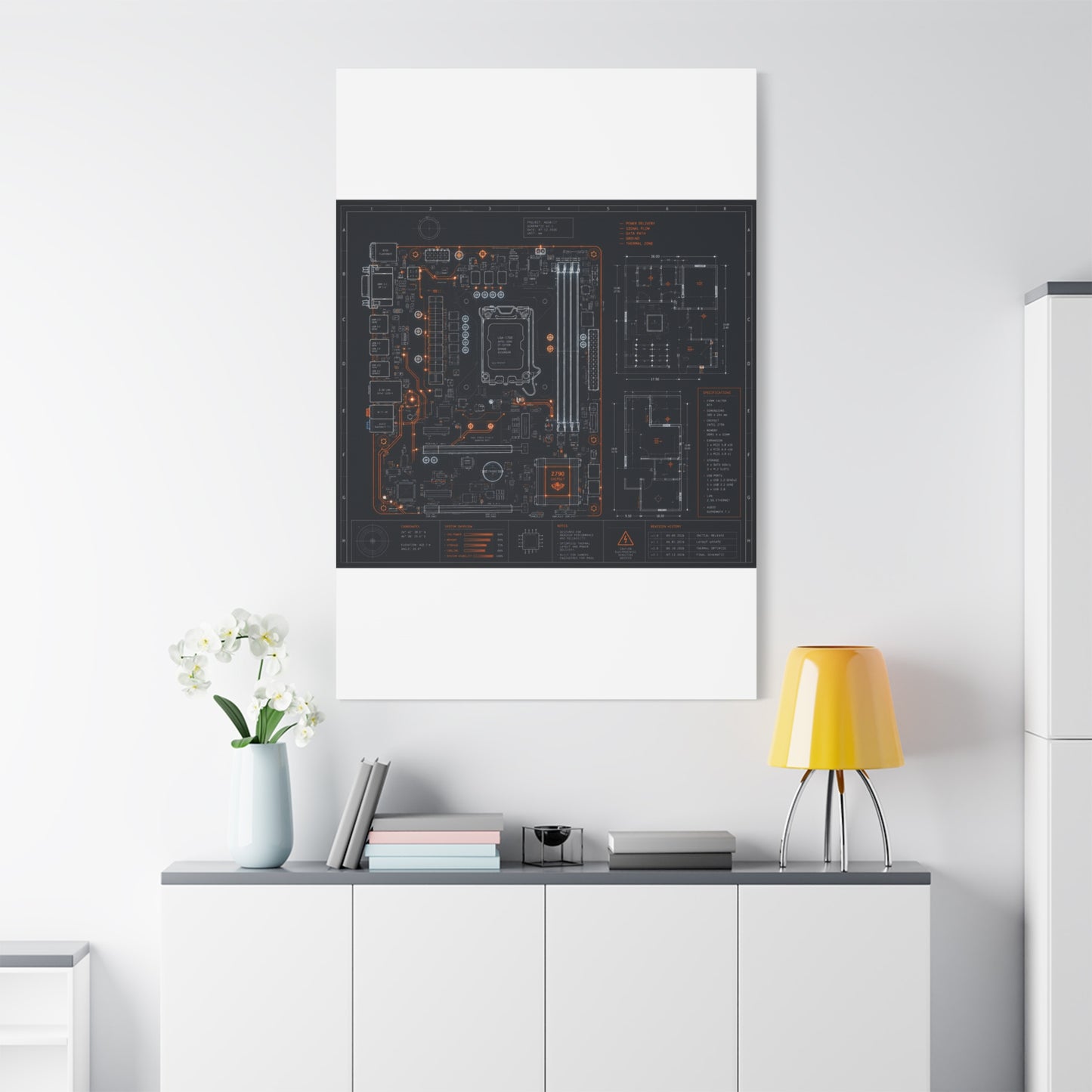 Custom Printed Circuit Board Matte Canvas Wall Art – 60 Sizes, Vertical, Horizontal & Square