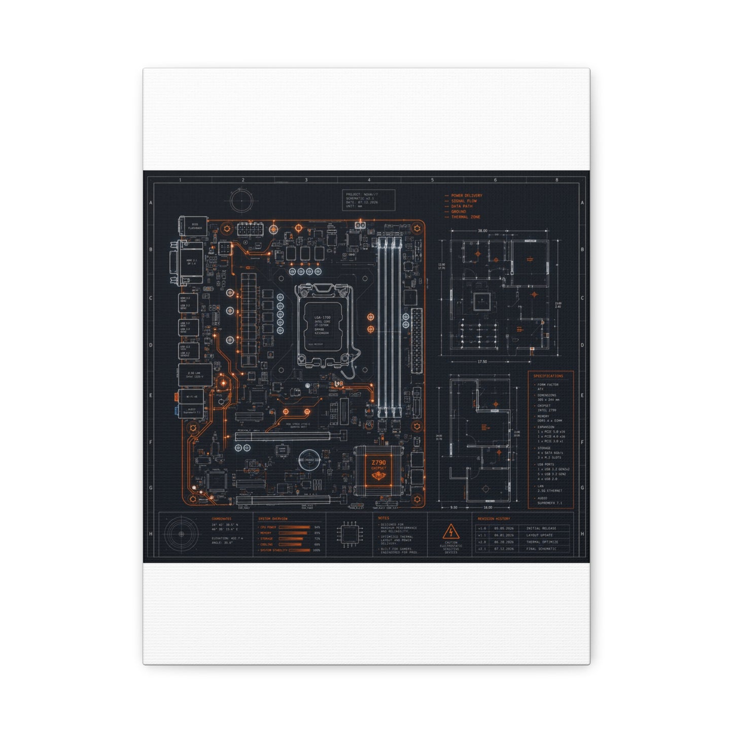 Custom Printed Circuit Board Matte Canvas Wall Art – 60 Sizes, Vertical, Horizontal & Square