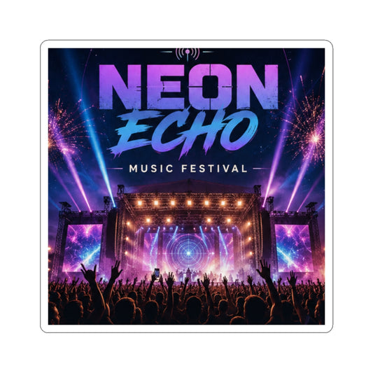 Custom Printed Neon Echo Music Festival Sticker — Concert Crowd & Stage Kiss-Cut Decal