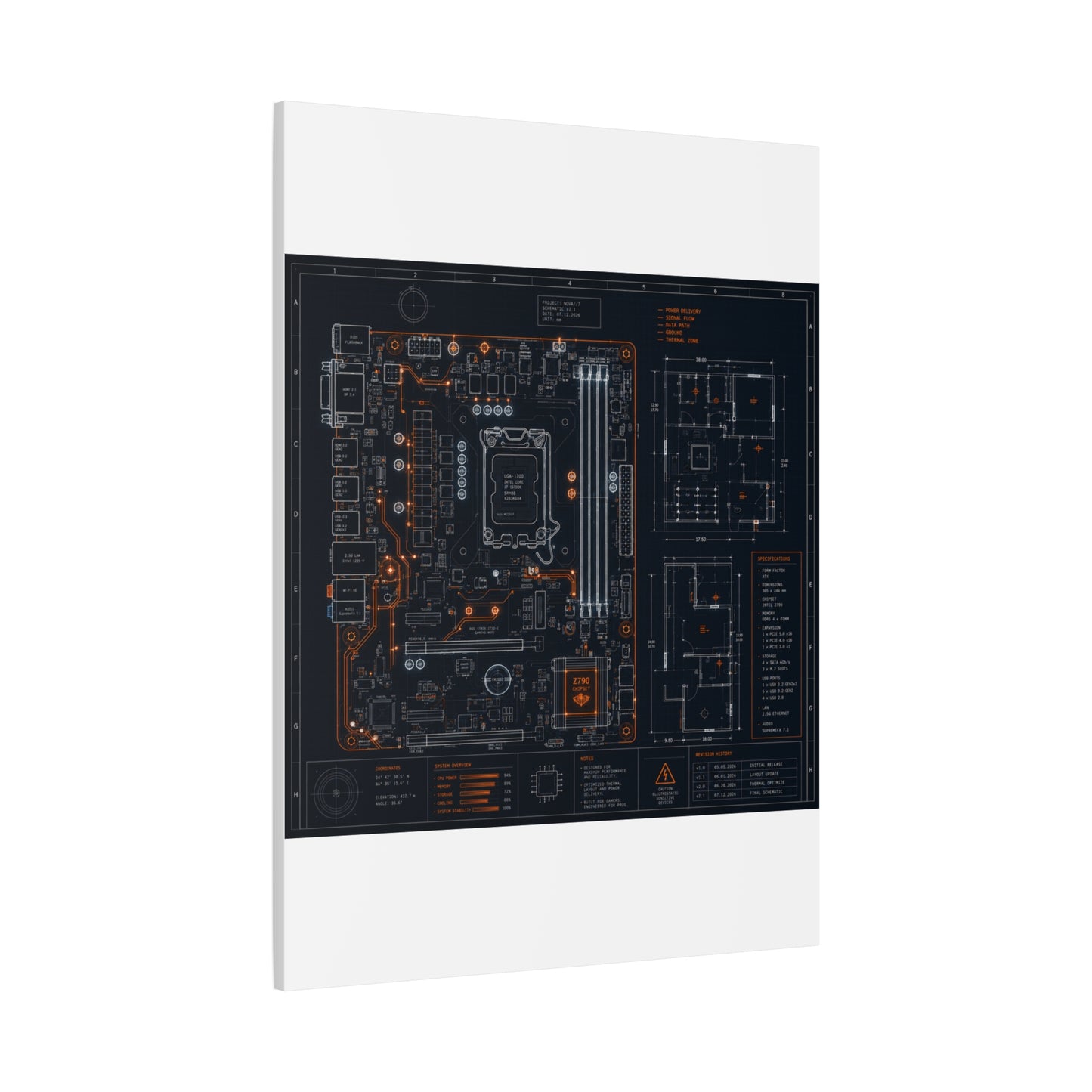 Custom Printed Circuit Board Matte Canvas Wall Art – 60 Sizes, Vertical, Horizontal & Square