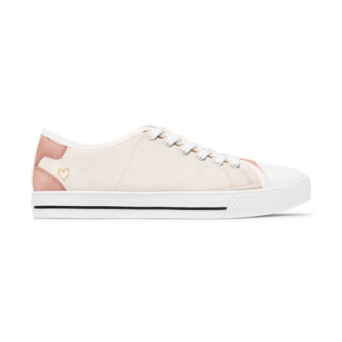 Custom Printed Women’s Low Top Canvas Sneakers – Blush Heart Design, Casual & Lightweight