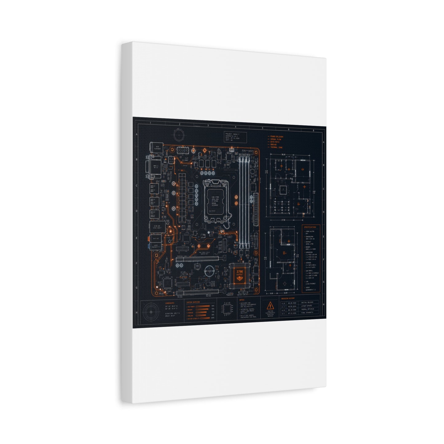 Custom Printed Circuit Board Matte Canvas Wall Art – 60 Sizes, Vertical, Horizontal & Square