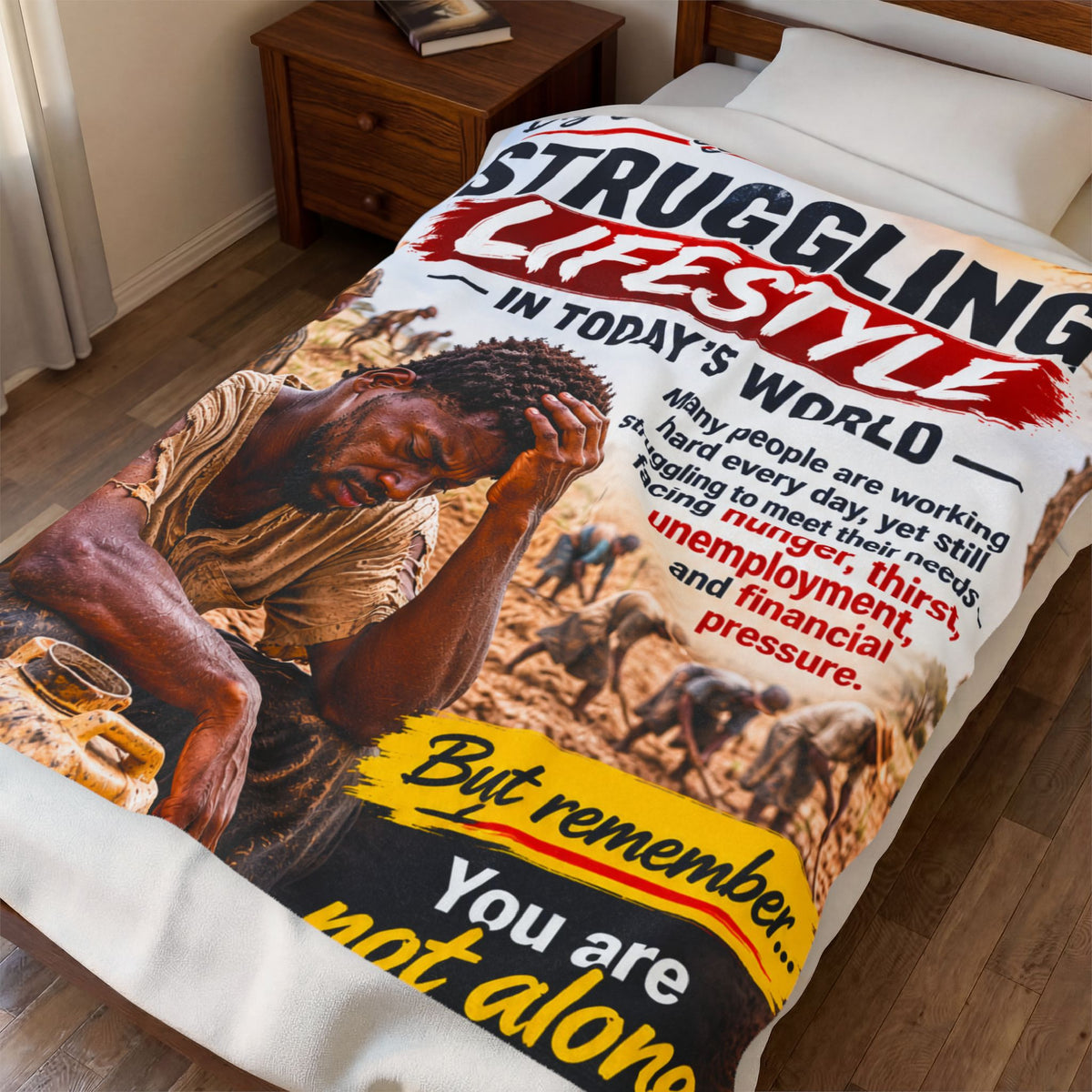Custom Printed Struggling Lifestyle You Are Not Alone Inspirational Velveteen Plush Blanket