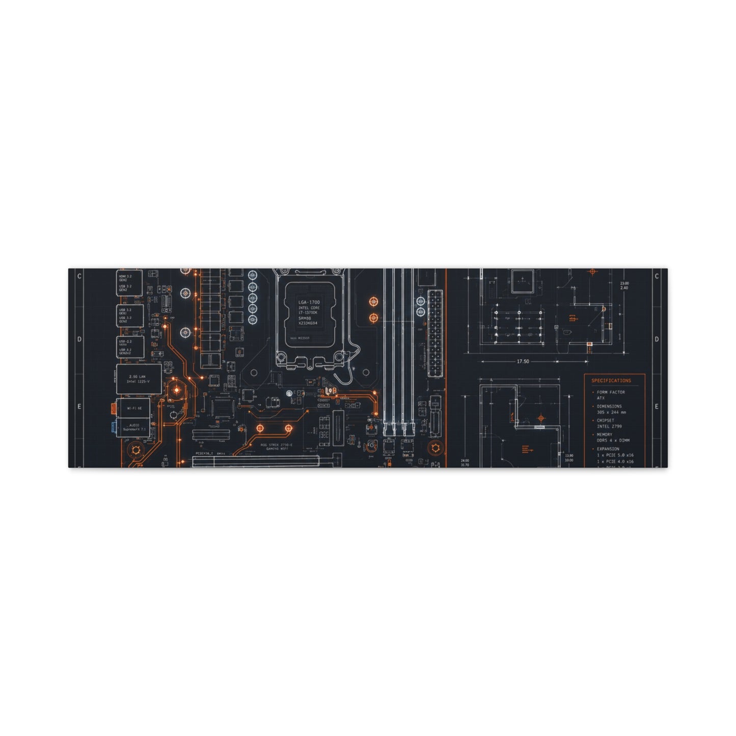 Custom Printed Circuit Board Matte Canvas Wall Art – 60 Sizes, Vertical, Horizontal & Square