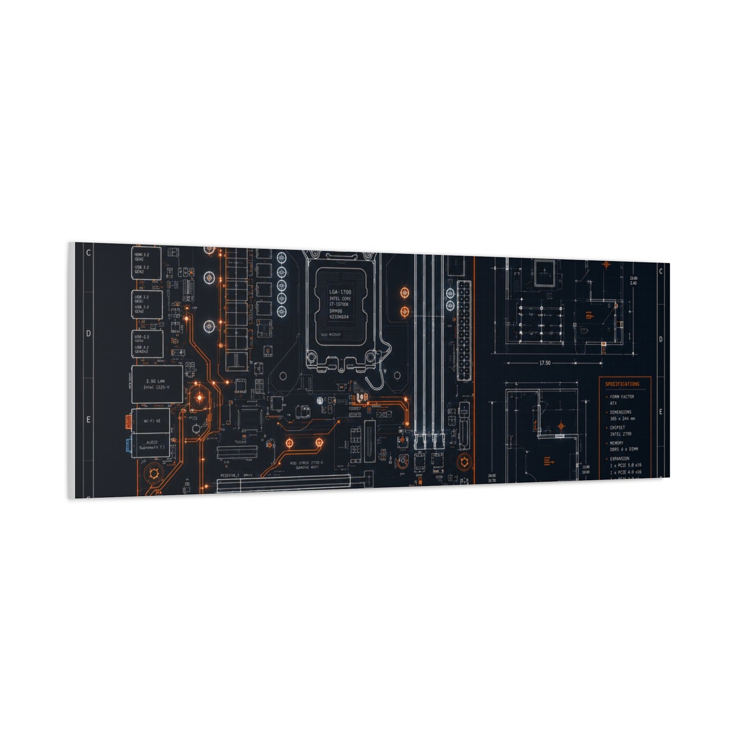 Custom Printed Circuit Board Matte Canvas Wall Art – 60 Sizes, Vertical, Horizontal & Square