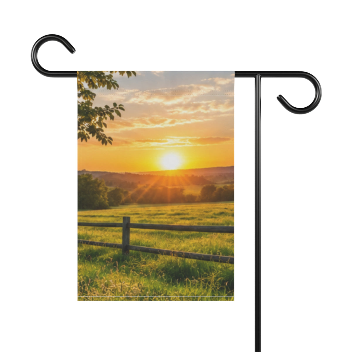 Custom Printed Sunrise Countryside Garden Flag — Scenic Farmhouse Yard Banner - Mayon Finds