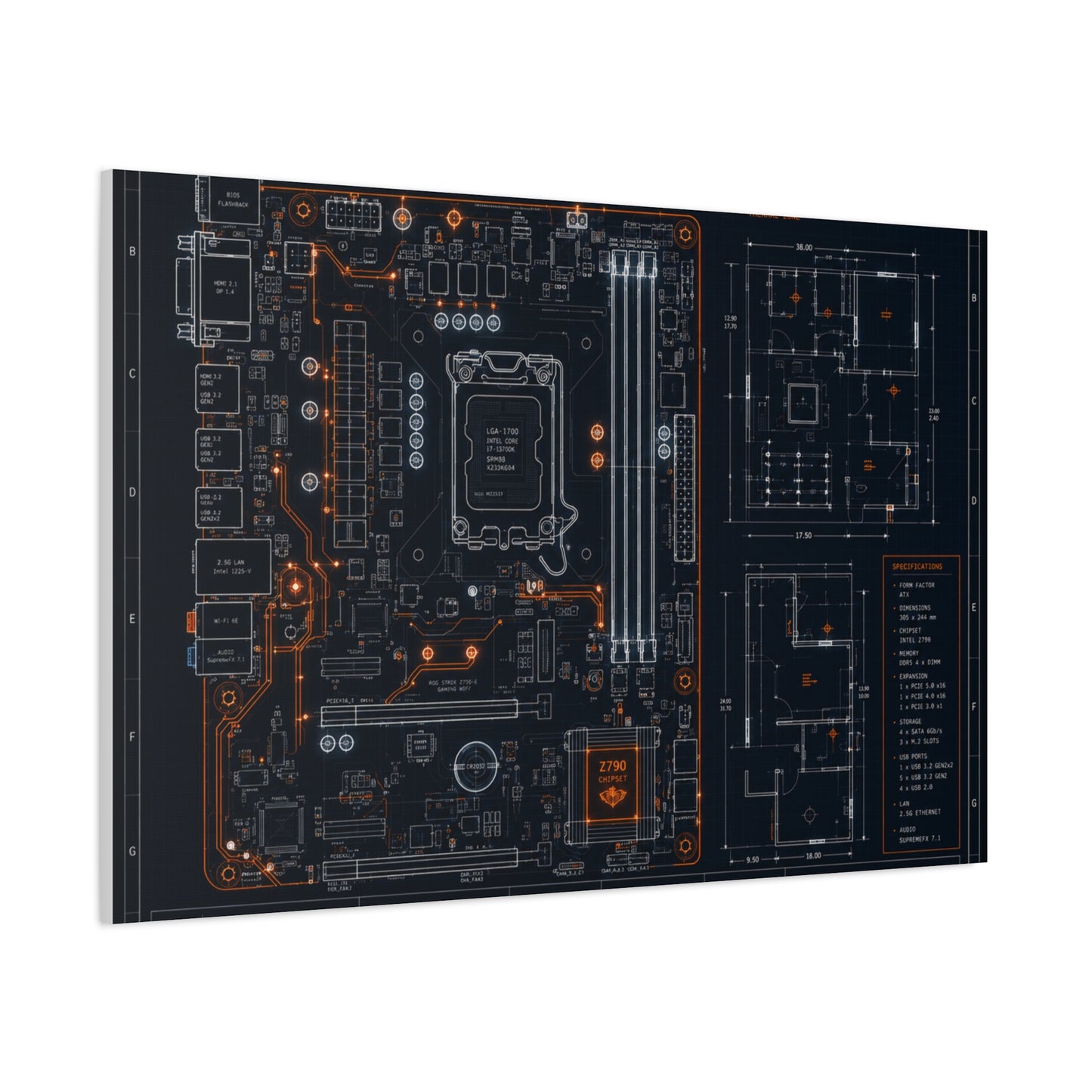 Custom Printed Circuit Board Matte Canvas Wall Art – 60 Sizes, Vertical, Horizontal & Square