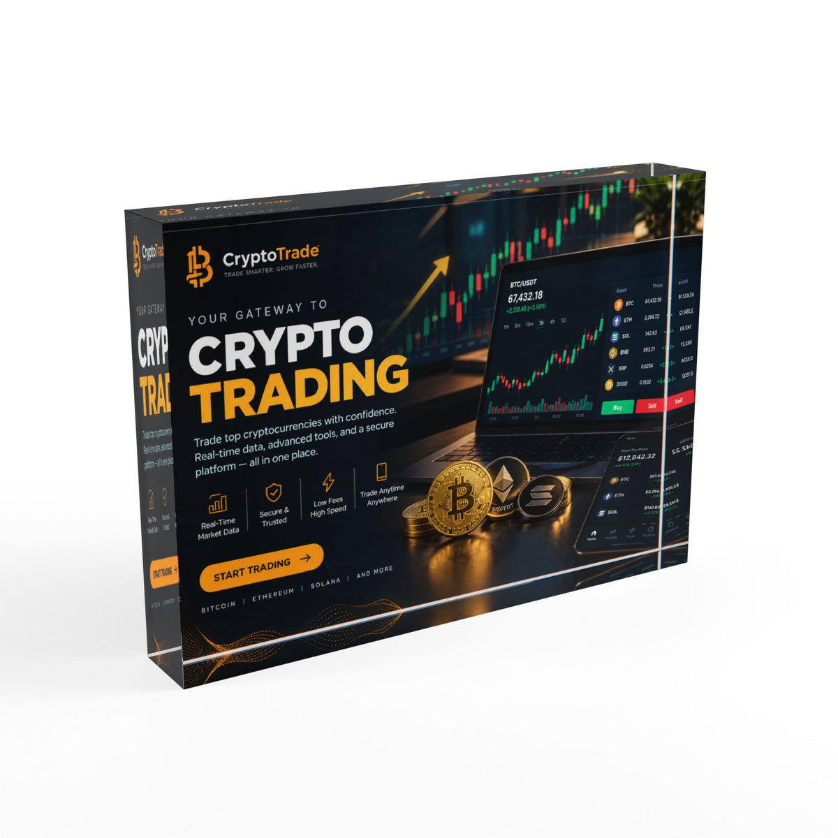 Custom Printed Crypto Trading Photo Block - Mayon Finds