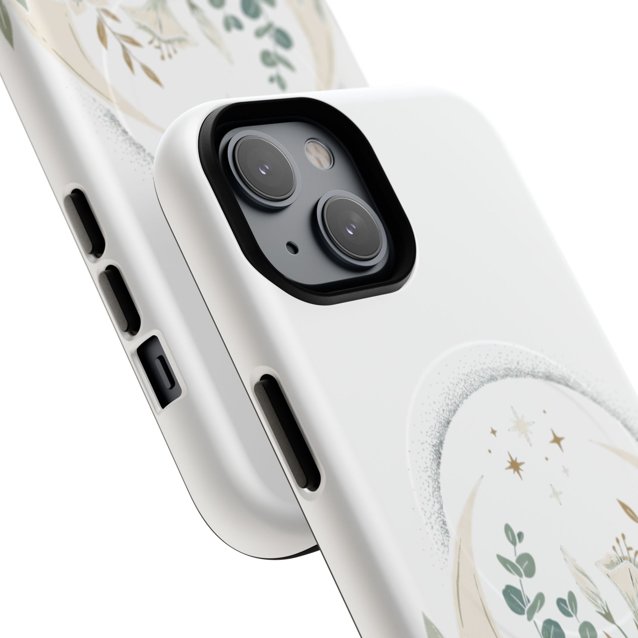 Floral Moon Magnetic Phone Case — Botanical iPhone Tough Case with Ring