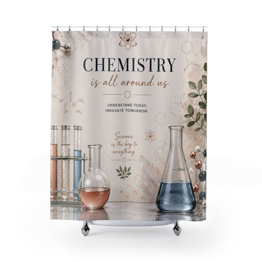 Custom Printed Chemistry Shower Curtain – Educational Science Bathroom Decor