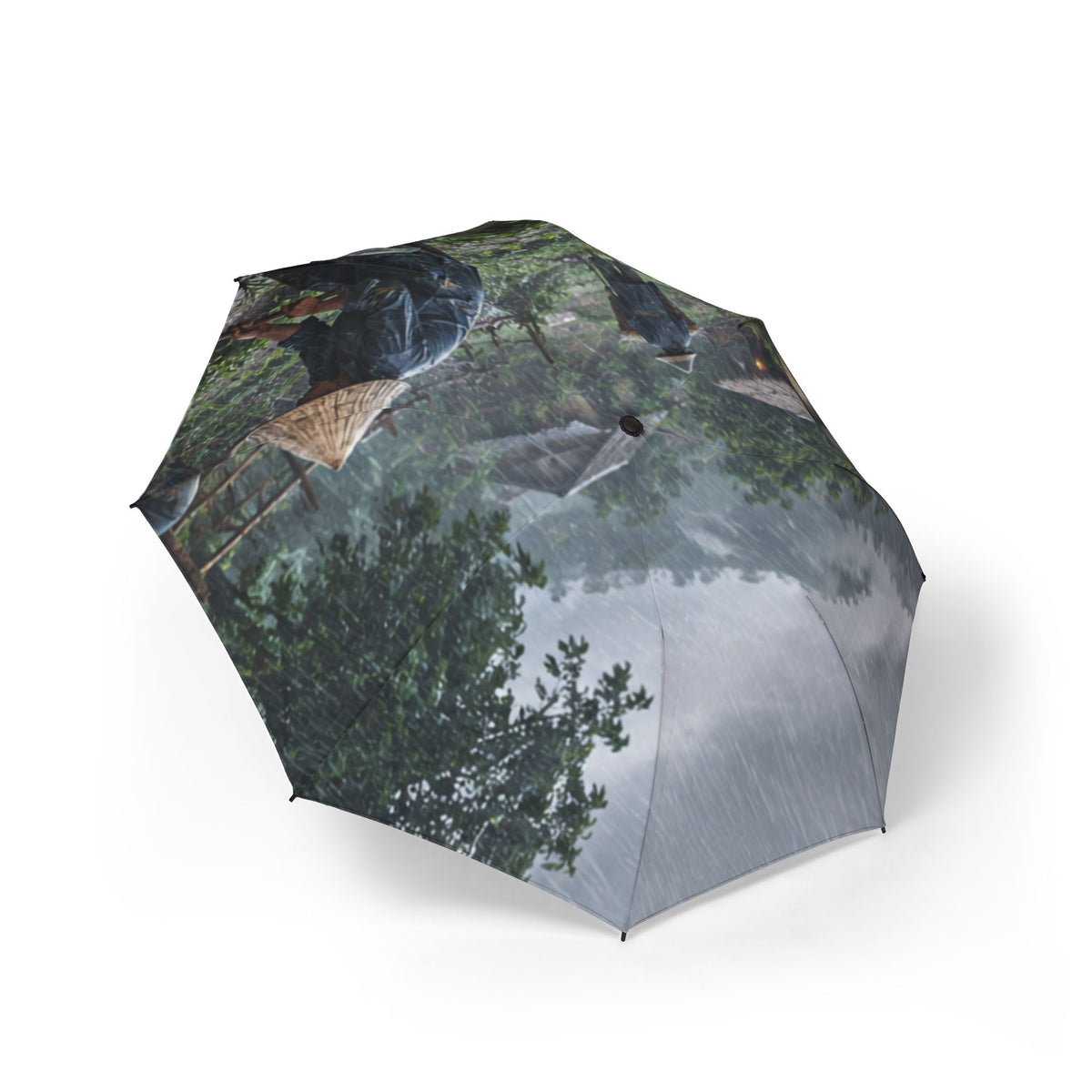 Custom Printed Scenic Woodland Rain Umbrella – Foldable Semi‑Automatic with Nature Deer Design - Mayon Finds