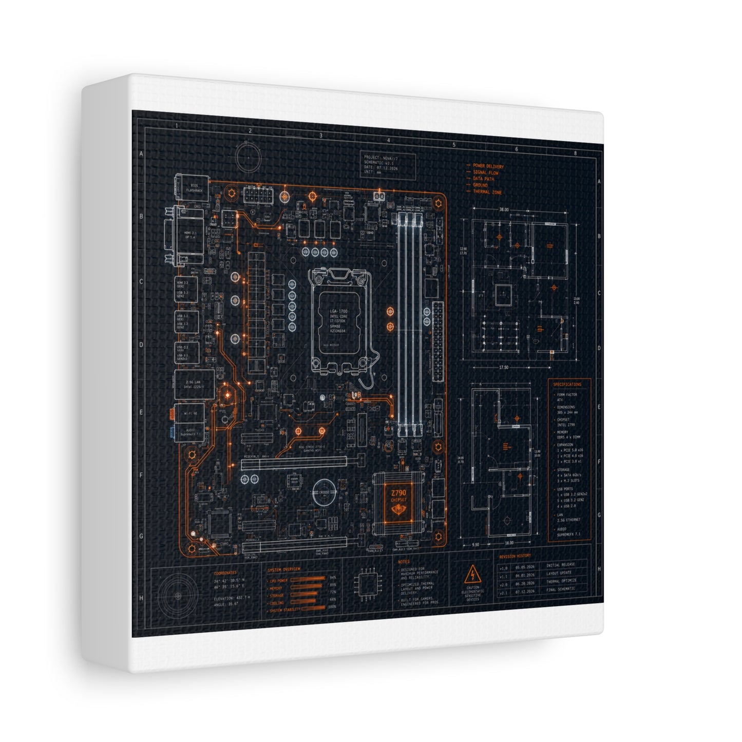 Custom Printed Circuit Board Matte Canvas Wall Art – 60 Sizes, Vertical, Horizontal & Square