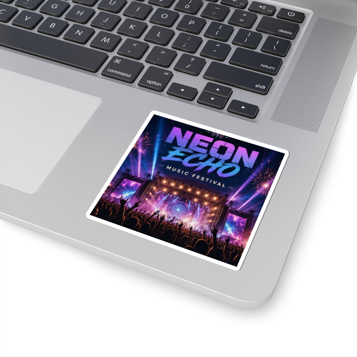 Custom Printed Neon Echo Music Festival Sticker — Concert Crowd & Stage Kiss-Cut Decal