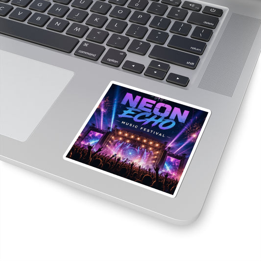Custom Printed Neon Echo Music Festival Sticker — Concert Crowd & Stage Kiss-Cut Decal