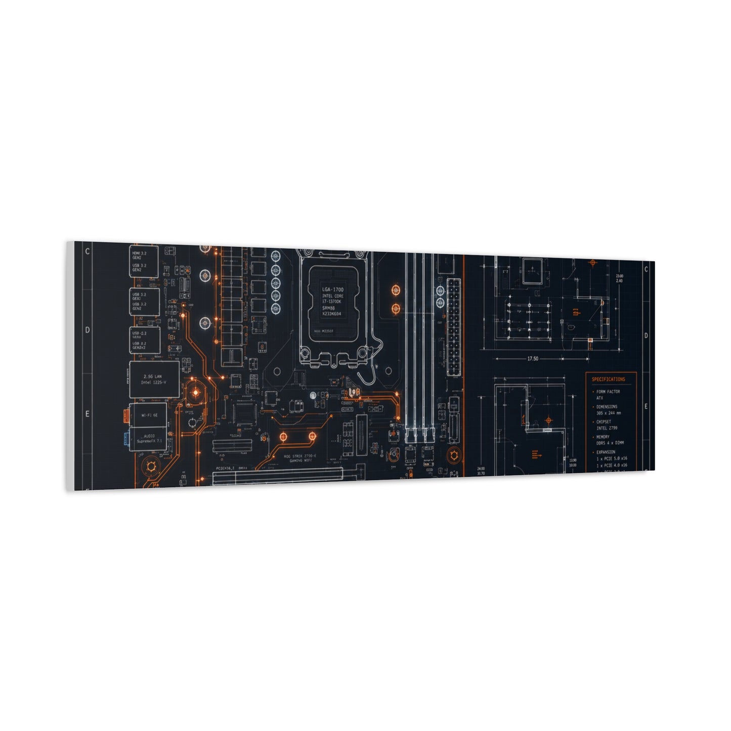 Custom Printed Circuit Board Matte Canvas Wall Art – 60 Sizes, Vertical, Horizontal & Square