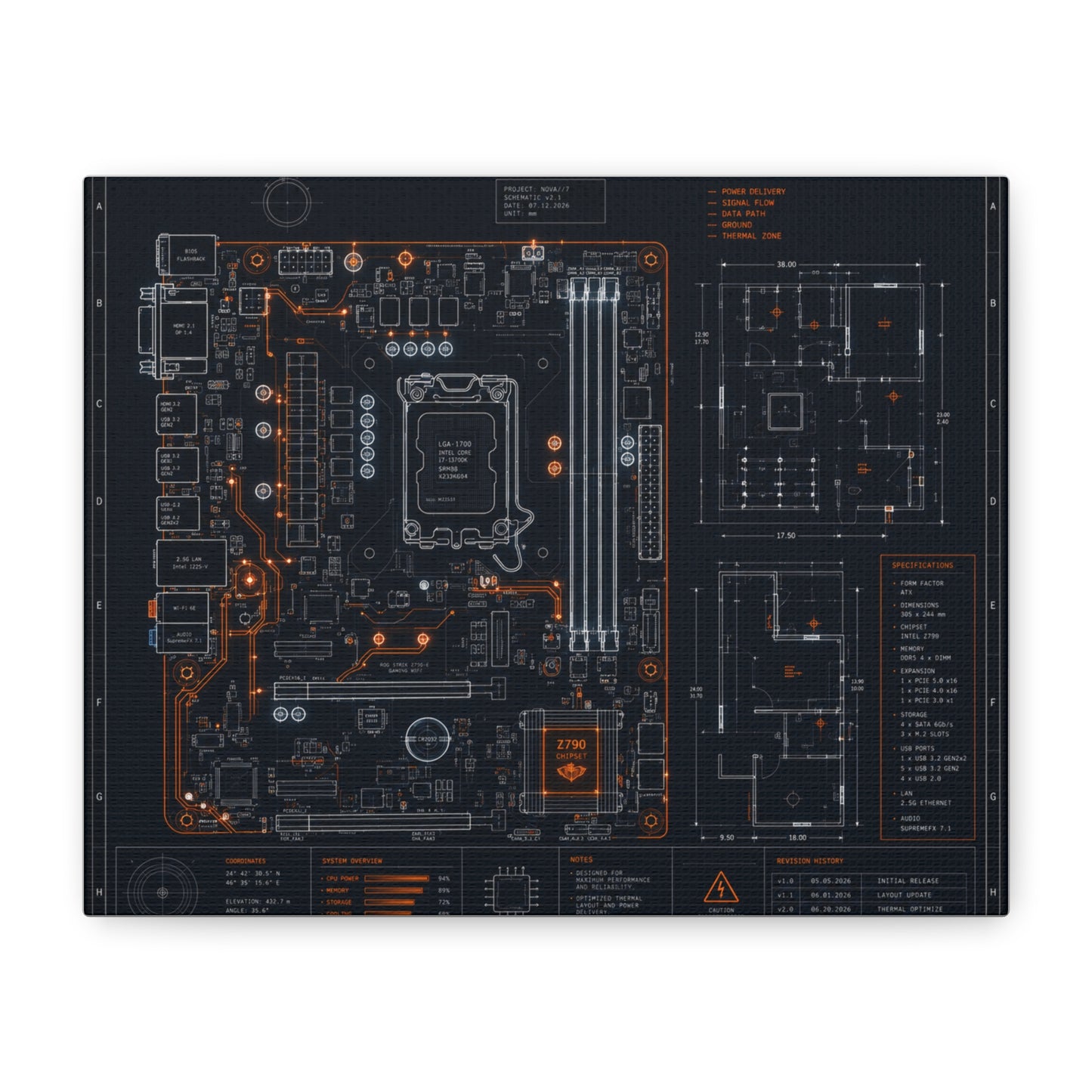 Custom Printed Circuit Board Matte Canvas Wall Art – 60 Sizes, Vertical, Horizontal & Square