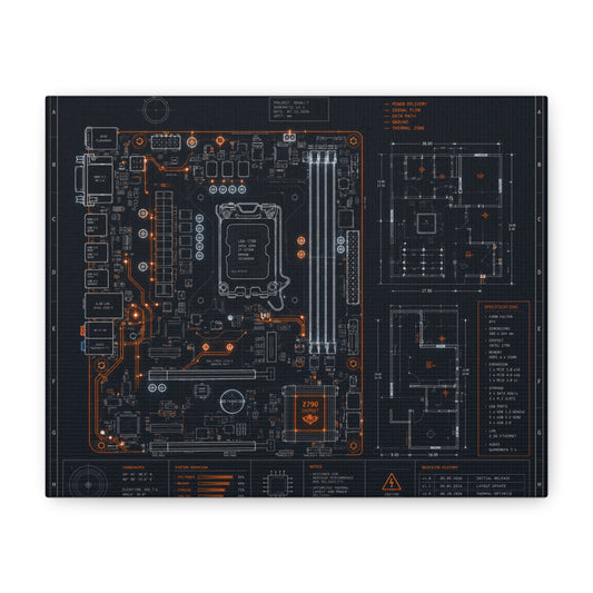 Custom Printed Circuit Board Matte Canvas Wall Art – 60 Sizes, Vertical, Horizontal & Square