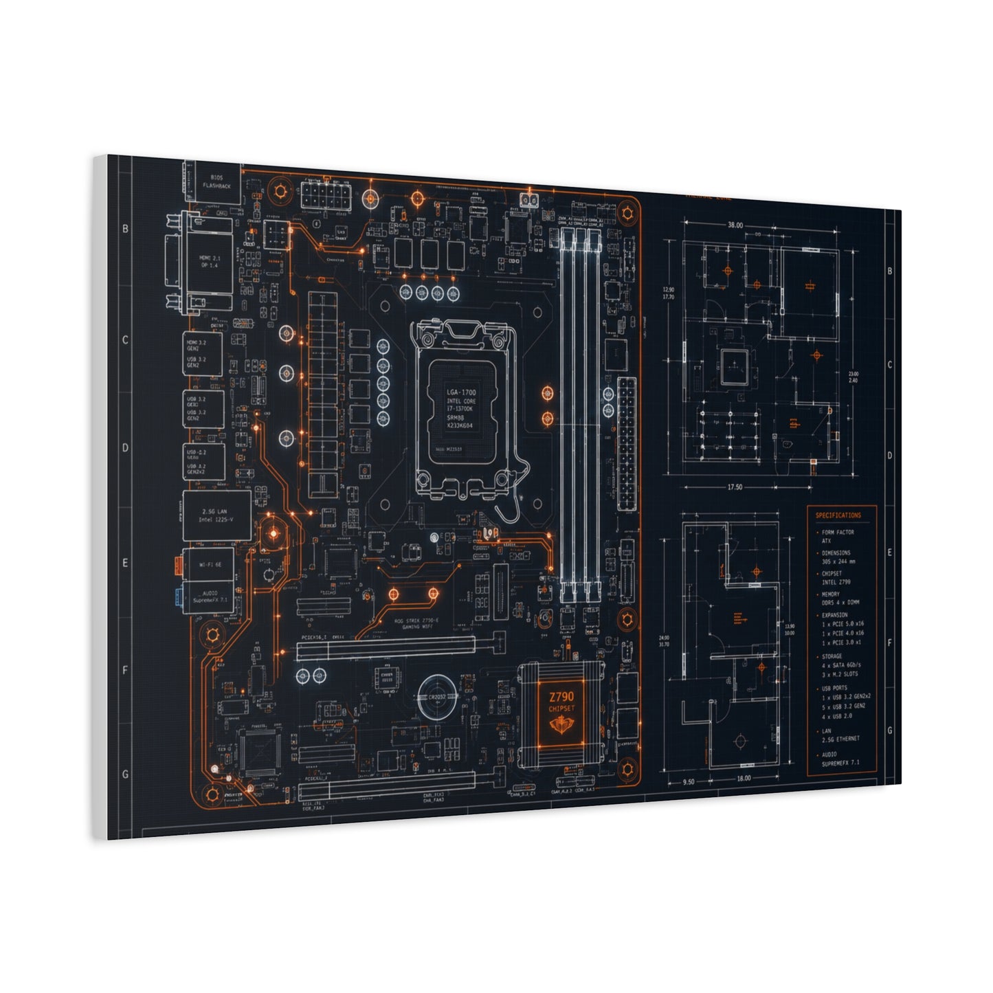 Custom Printed Circuit Board Matte Canvas Wall Art – 60 Sizes, Vertical, Horizontal & Square