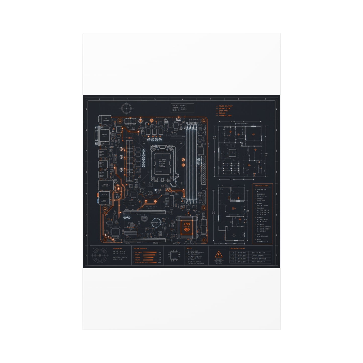 Custom Printed Circuit Board Matte Canvas Wall Art – 60 Sizes, Vertical, Horizontal & Square