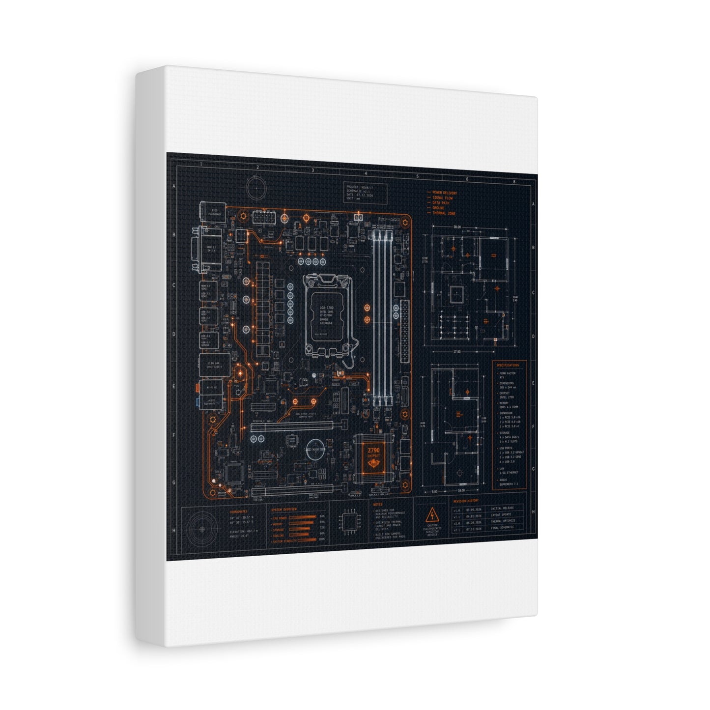 Custom Printed Circuit Board Matte Canvas Wall Art – 60 Sizes, Vertical, Horizontal & Square