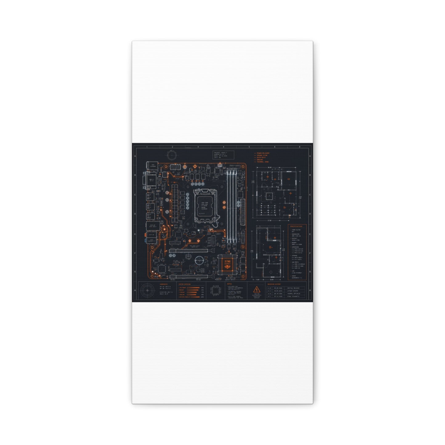 Custom Printed Circuit Board Matte Canvas Wall Art – 60 Sizes, Vertical, Horizontal & Square