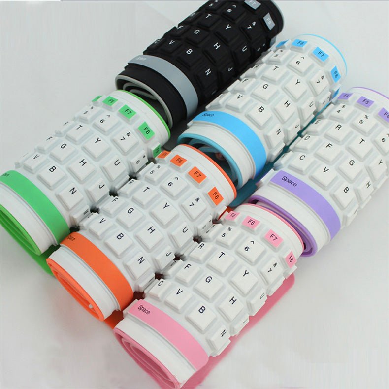 Black Silica Gel Foldable USB Keyboard, 103 Keys - Mayon Finds