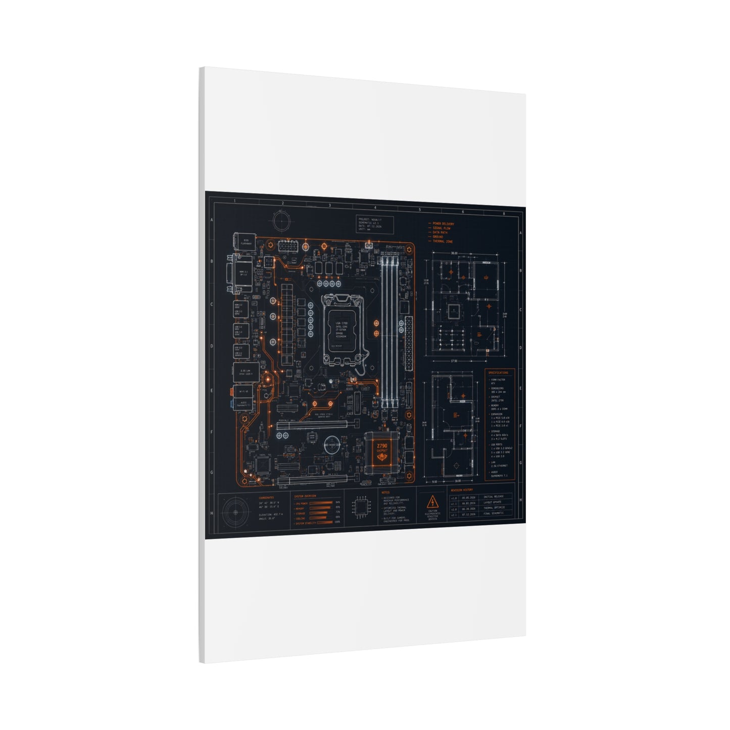 Custom Printed Circuit Board Matte Canvas Wall Art – 60 Sizes, Vertical, Horizontal & Square