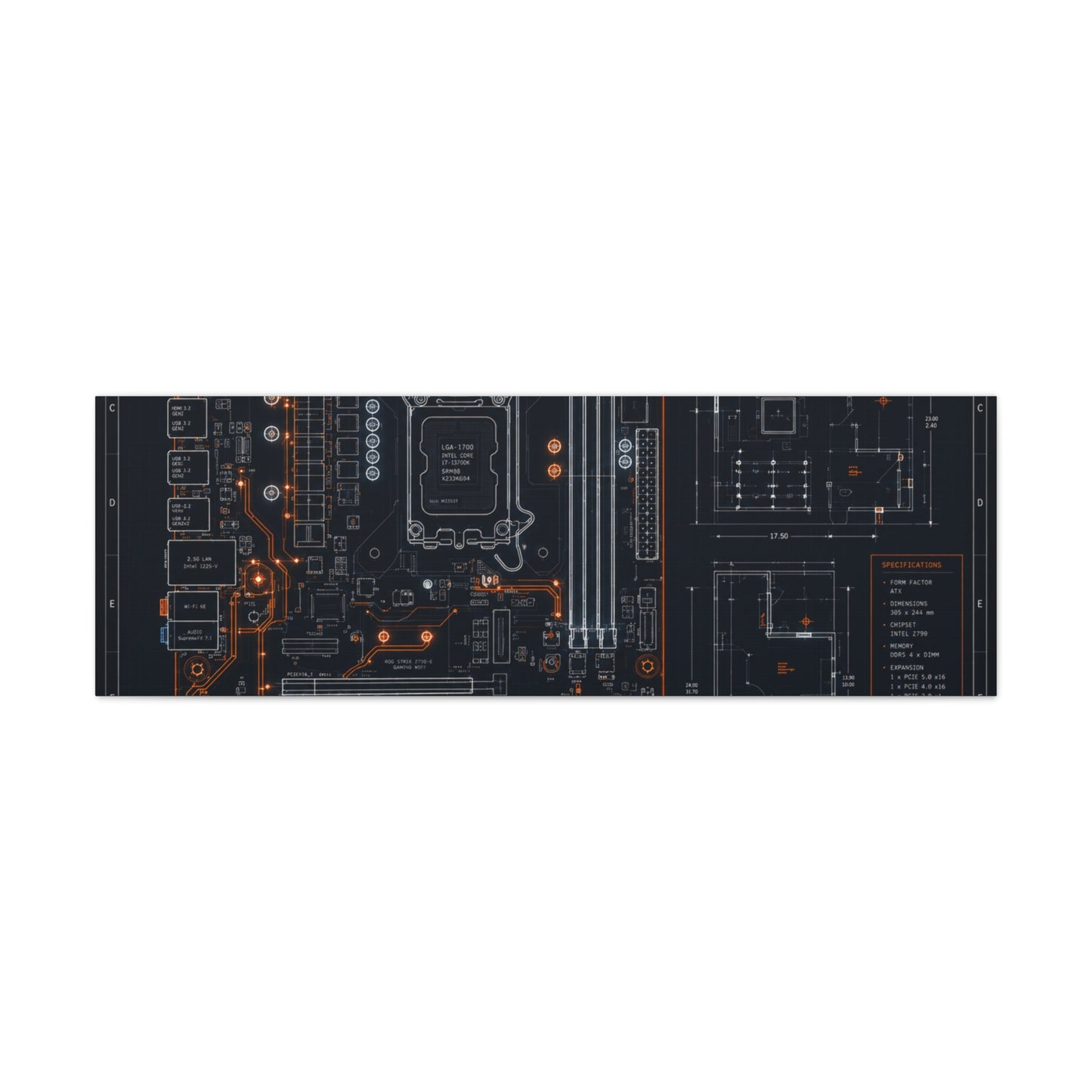 Custom Printed Circuit Board Matte Canvas Wall Art – 60 Sizes, Vertical, Horizontal & Square