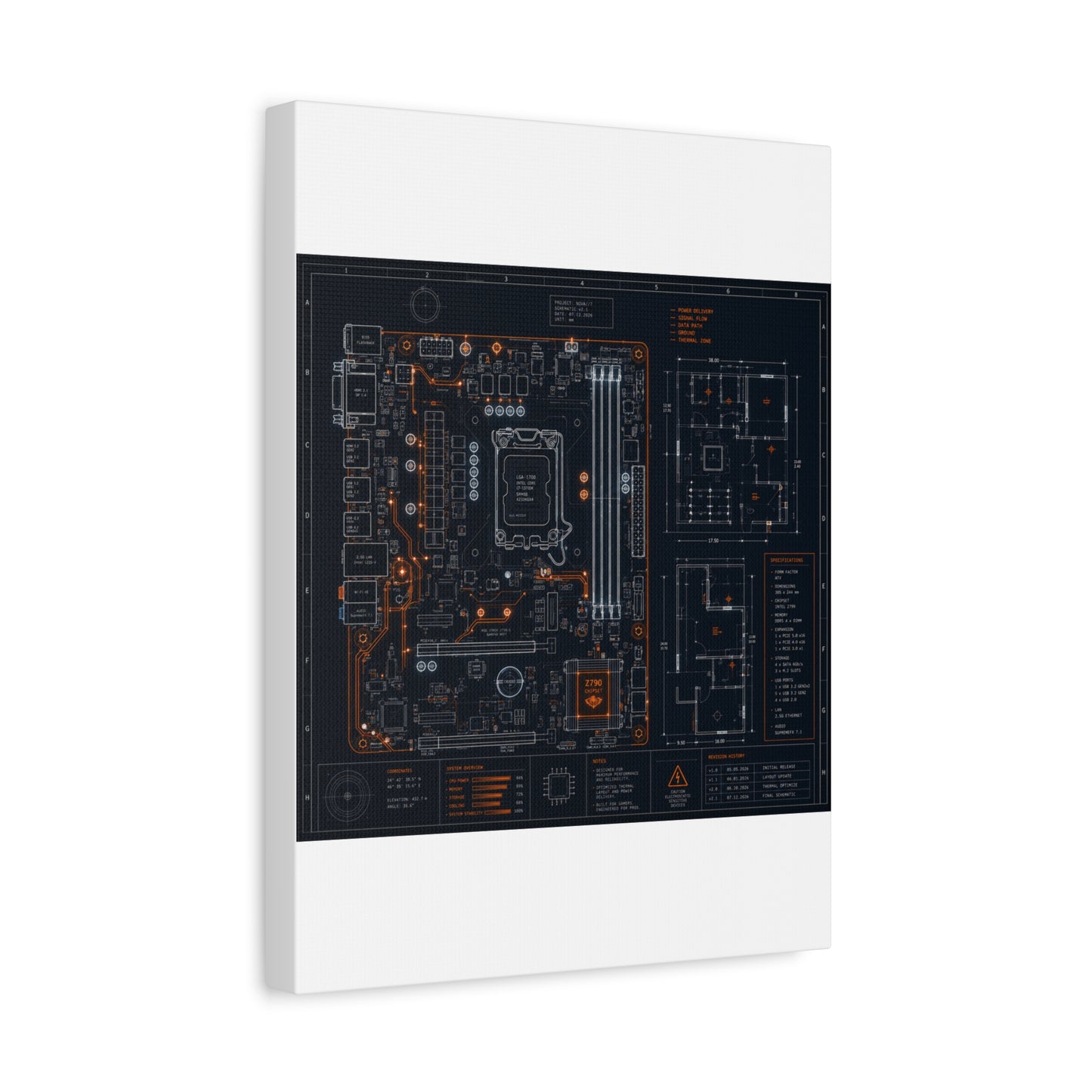Custom Printed Circuit Board Matte Canvas Wall Art – 60 Sizes, Vertical, Horizontal & Square